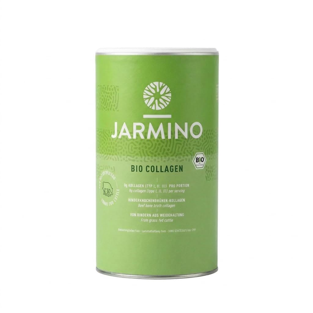 JARMINO Bio Kollagen Pulver | vom Weiderind & Grass-fed | 30 Portionen | Organic Bone Broth - Knochenbrühe Pulver | Collagen Peptide und Protein Powder in Bio Qualität | 300g