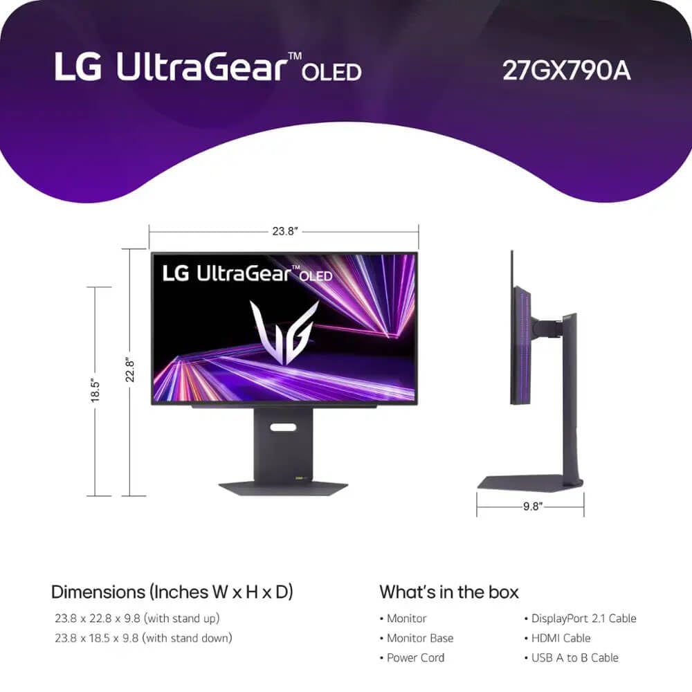 Amazon.com: LG 27GX790AB 27 inch OLED QHD 480Hz 0.03ms G-Sync AMD