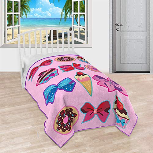 TAOtTAO Pink Cute Cartoon Cake Ice Cream Blanket Comfortable Plush Twin Blanket 62x90In