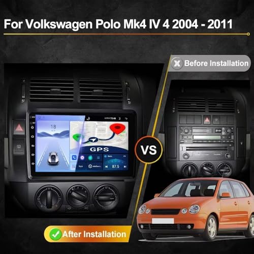 Pantalla de coche 2 DIN para VW Polo 2004-2011 con Android Auto y Bluetooth 2