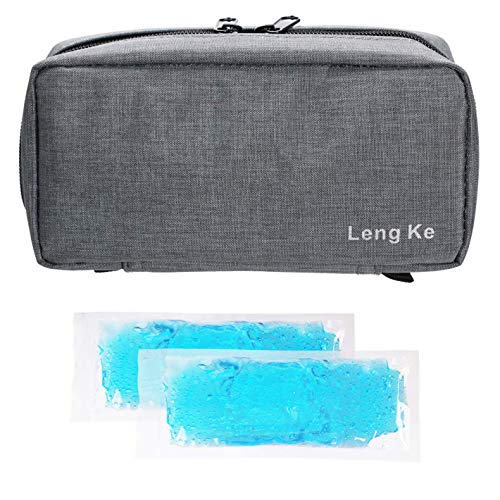 Tragbare Insulin-Reisetasche,ONEGenug Medizinische Versorgung Schutzfall Organizer medizinische Tasche für den Diabetiker (Grau+2 Kühlakkus)