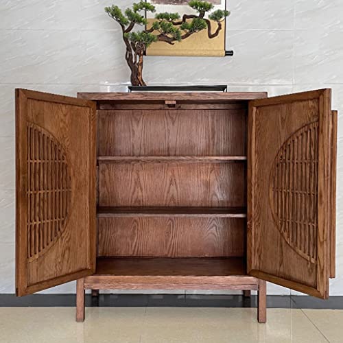 Nizame Storage Cabinet With Fence Door, Wood Sideboard With 2 Shelves, Multifunctional Floor Cabinet For Living Room, Kitchen, Dining Room, Entryway, 35.4 * 15.7 * 42.5 Inches #TOP3