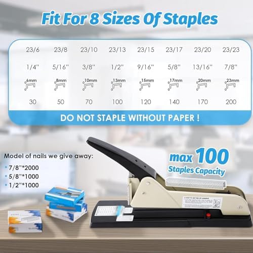 Cucitrice a lunga portata, pinzatrice resistente, profondità di rilegatura regolabile, capacità di 210 fogli per opuscoli, brochure e documenti d'ufficio, guida fissa per fogli