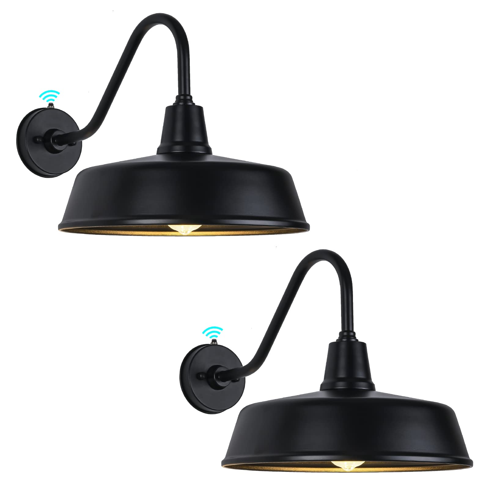 METOJIA Outdoor Gooseneck Barn Light - Exterior Fixture Sconce Wall Light for Farmhouse, Dusk to Dawn Sensor Front Door Porch Garage Patio Lighting (15 inch?2 PCS?)