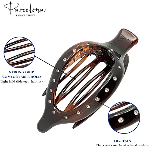 Pinza para cabello Parcelona French Elite con diseño de concha carey y cuerpo de celuloide para volumen y sujeción fuerte sin deslizamiento miniatura 2