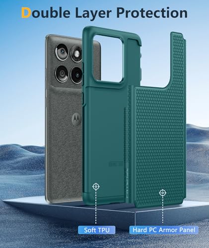Image of FNTCASE for Motorola Edge 2025 Case: Dual Layer Protective Lightweight Duty Cell Phone Cover Shockproof Rugged with Non Slip Textured Back - Military Protection Bumper Tough - 6.7inch (Green)