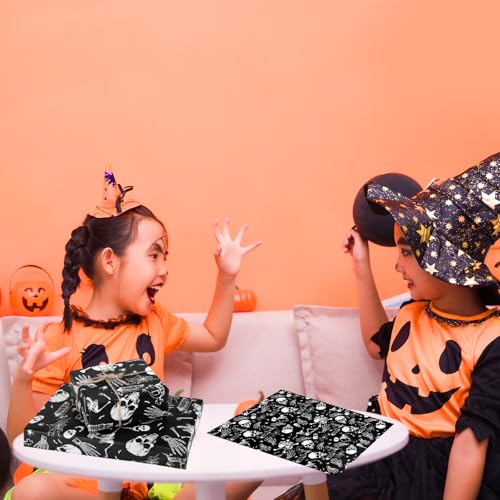 30st Halloween-Seidenpapier, 50x35cm Totenkopfmuster Geschenkpapier Faltbares Seidenpapier für Halloween-Partydekorationen