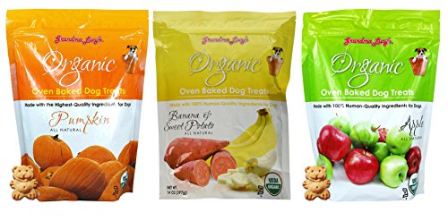 Grandma Lucys Oven Baked Dog Treat Variety Pack: 1-Pumpkin 1-Banana and Sweet Potato 1-Apple