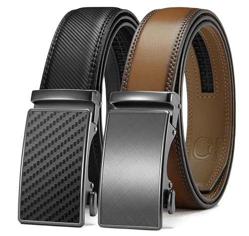 CHAOREN Mens Belt Leather Ratchet Belt 2 Pack - Customizable