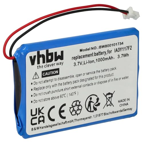 vhbw Batterie Compatible avec Garmin Quest GPS, Appareil de Navigation (1000mAh, 3,7V, Li-ION) - Remplacement pour IA3Y117F2