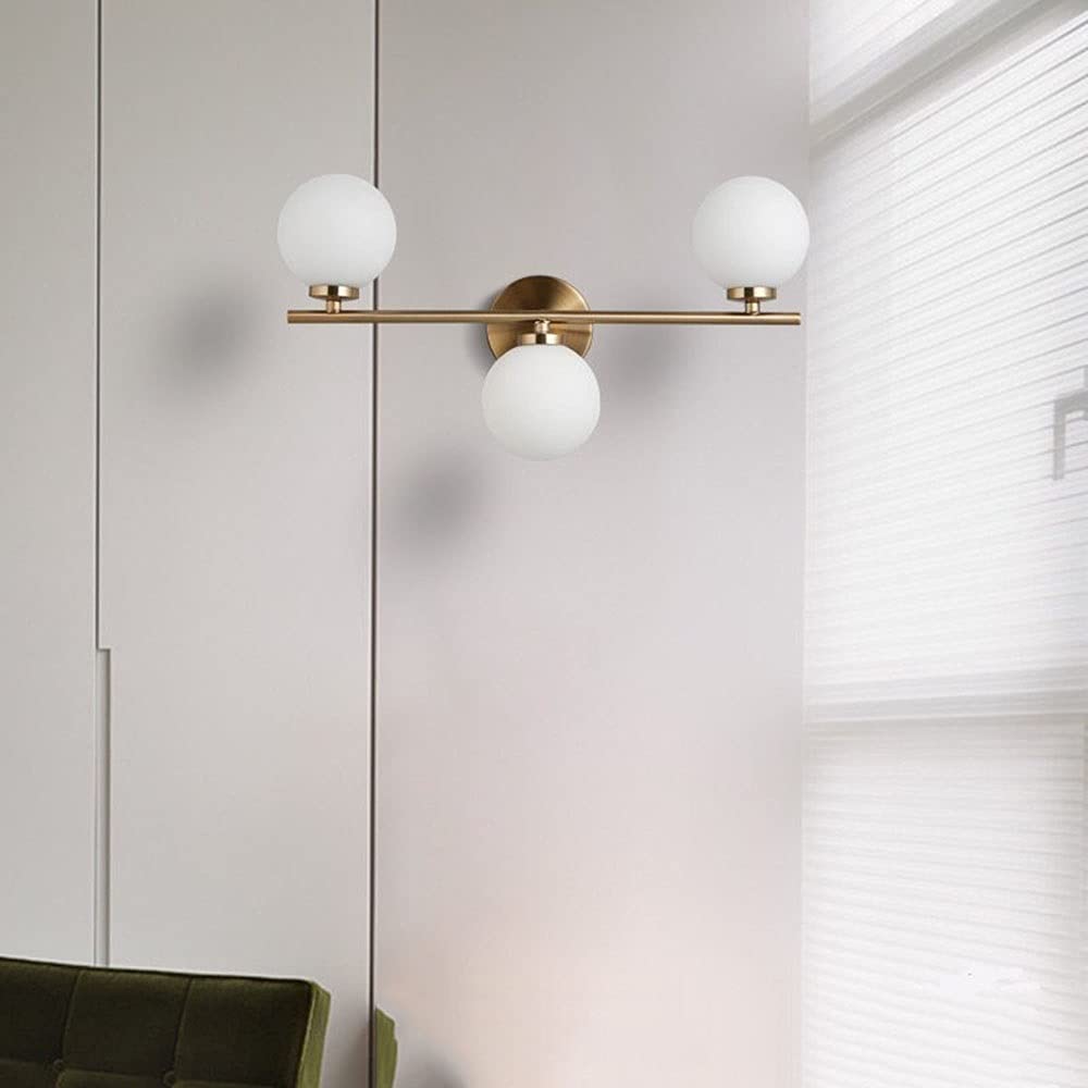 Kinkiet ze szklanymi kulami, nordycki salon, oświetlenie korytarza przy łóżku nocnym, lustrzana lampa przednia, pojedyncza głowica, podwójna głowica, trzy głowice