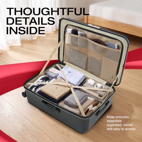 Image of American Tourister Zenrix | Check-in Trolley Bag (77 cm) | 360 8 Wheel Travel Luggage | Hard Case Polycarbonate Suitcase | Recessed TSA Lock | Black & White