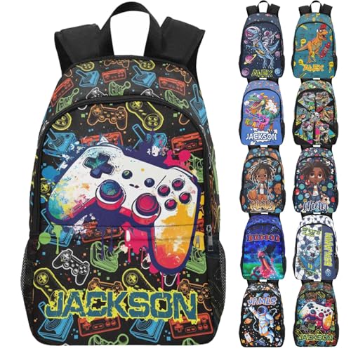 M YESCUSTOM Personalized Backpack For Boys Custom Kid's Name Backpack Customizable Game Pattern Bookbag, Back-to-school Gift for Son Grandson