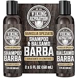 Viking Revolution - Shampoo Barba Uomo - Include Balsamo con Oli di Argan e Jojoba - Ammorbidisce, Lenisce e Rinforza la Barba - Vaniglia Speziata - 2x150 ml