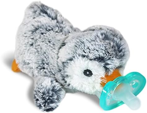 RaZbaby RaZbuddy JollyPop Pacifier Holder w/ Removable Baby Pacifier - 0m+ - BPA Free - Penguin