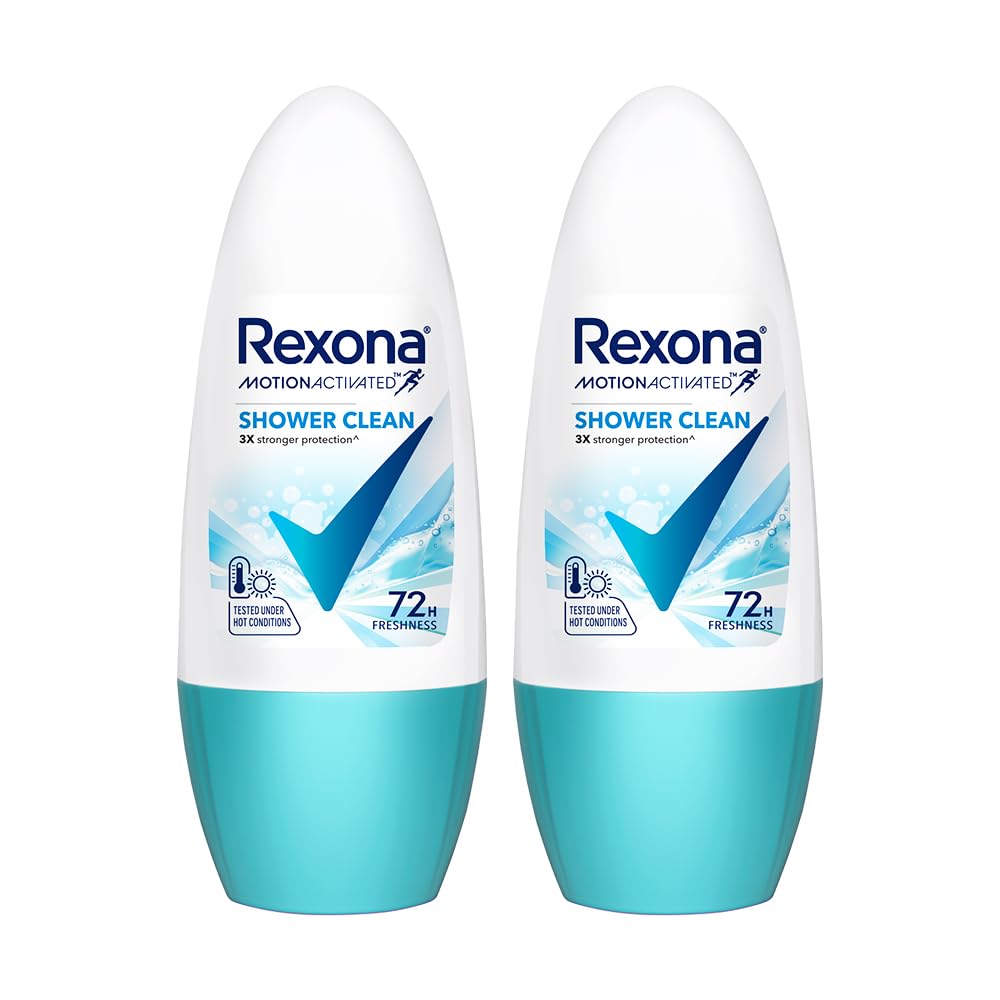 Rexona Motion Activated Roll-On | Shower Clean Underarm Deodorant for Women | up to 72Hr sweat+odour defence | 45 ML (Pack of 2)-picture-21