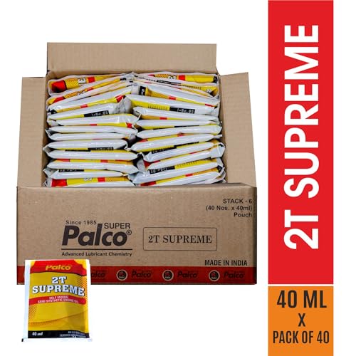 Image of PALCO 2T-SUPREME Engine Oil (2T Petrol Mix) API: TC, JASO: FC Small Packet Semi-Synthetic Fuel Additive for 2 Stroke Bike Scooter Scooty Auto 3 Wheller (40ml X 40 Piece Pouch) (Pack of 2)