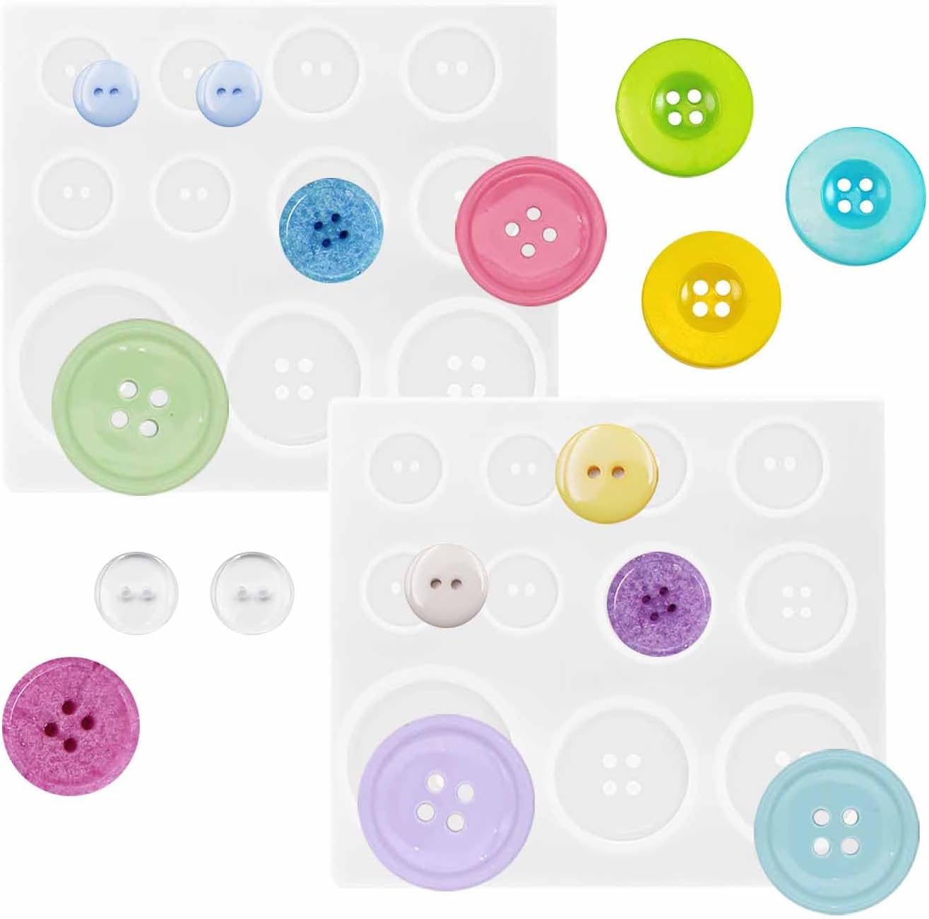 2 PCS Round Button Silicone Mold,Charms Epoxy Resin Mould for Resin Jewelry Casting Mold DIY Craft Decorations Making Tool