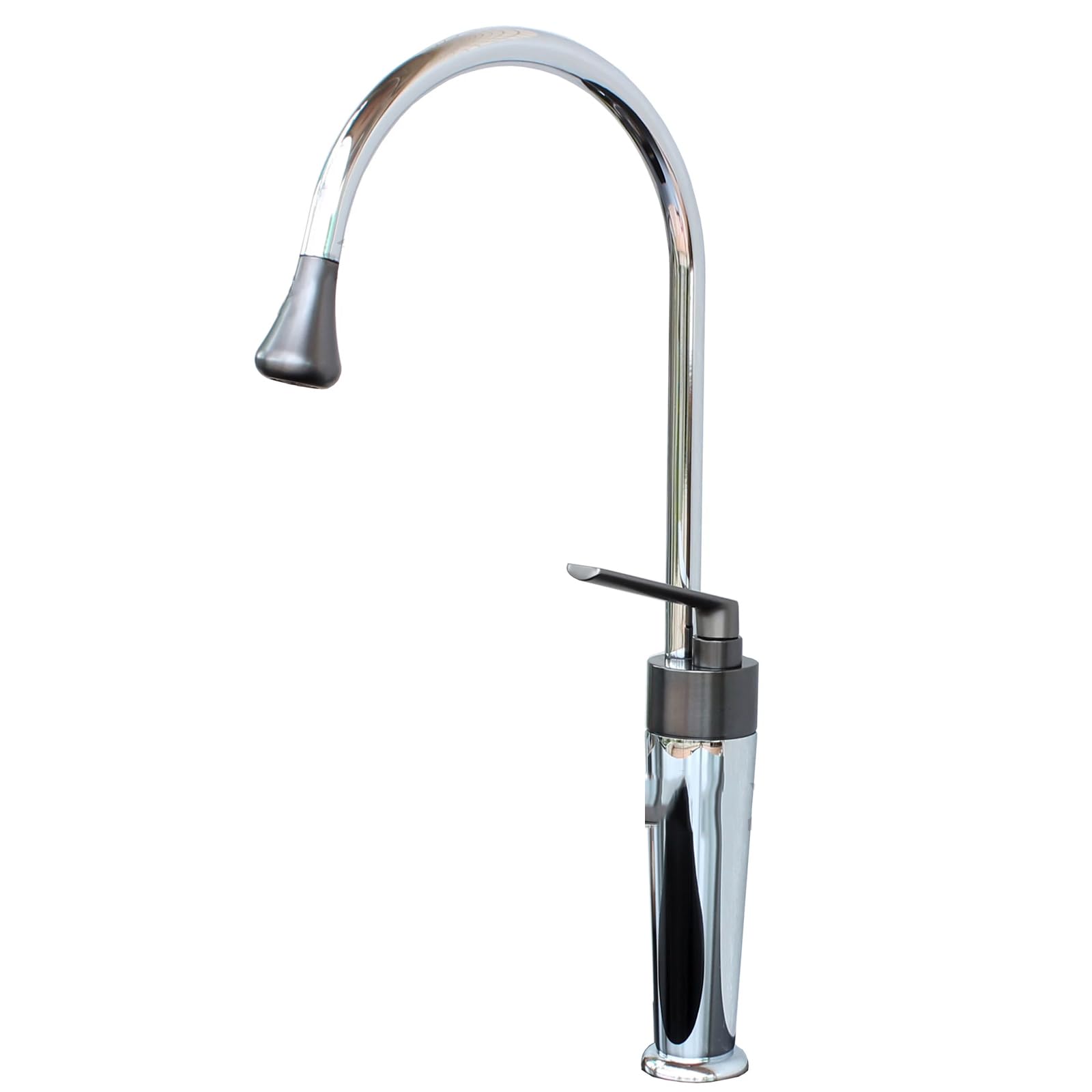 JRUIA Modern Chrome Plated Kitchen Faucet, 360° Swivel Single-Handle Washbasin Faucet, Cold Water Supply, Bathroom Faucet