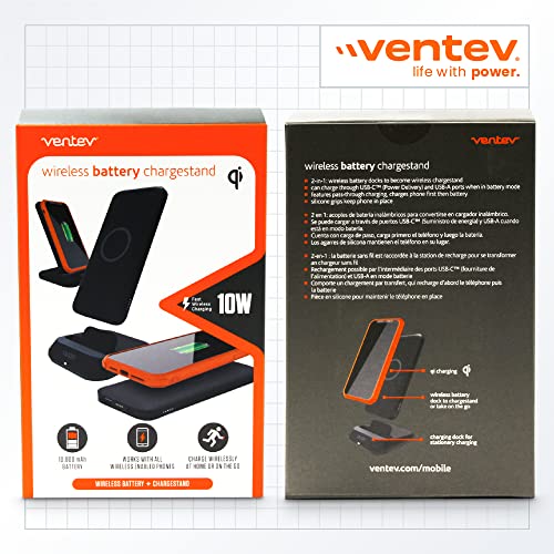Ventev Wireless Battery Chargestand | 2-In-1 Battery Bank And Wireless Charger Stand | 10W Fast Wireless Charging | Works As An Android Or Apple Charging Station #TOP6