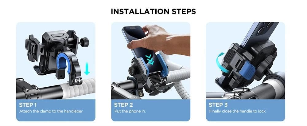 Supporto Telefono Bici 360° Rotabile Per Moto ATV Scooter Manubrio Sgancio Rapido 1S