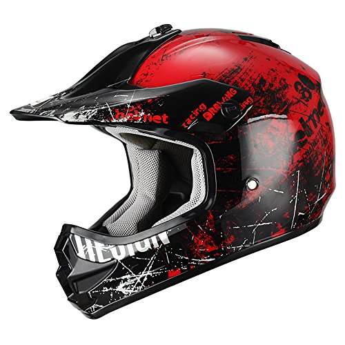 triangle Motorcycle Helmets Youth Off Road Sport ATV Motocross Dirt Bike [DOT] Red