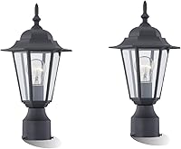 WISBEAM 2-Pack Black Outdoor Post Lights, E26 Pole Lanterns 60W Max, Wet Rated Aluminum Glass, ETL Listed for Walkways & Patios