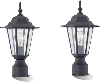 WISBEAM 2-Pack Black Outdoor Post Lights, E26 Pole Lanterns 60W Max, Wet Rated Aluminum Glass, ETL Listed for Walkways & Patios