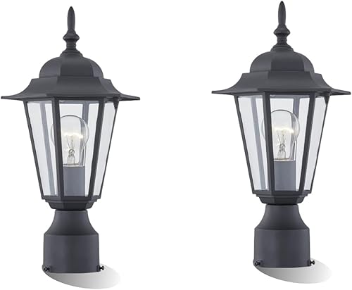 Miniatura 9 de WISBEAM Luz de poste para exteriores, linterna de poste, base E26 de 60 W máximo, carcasa de aluminio más vidrio, clasificación de ubicación húmeda