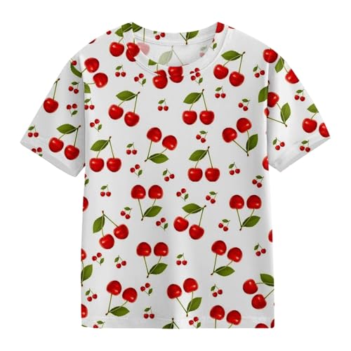 Toddler Kids Cherry Strawberry Short Sleeve Tees Boys Girls Cute Fruit Print Crewneck T-Shirts Comfy Soft Blouse2