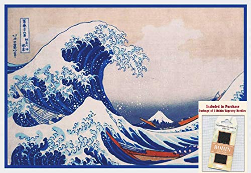 Katsushika Hokusai The Great Wave Off Kanagawa Counted Cross Stitch Pattern with Needles