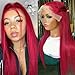 Lovestory Red Wigs For Women Heat Resistant Synthetic Lace Front Wigs Fashion Long Straight Wig 180 Density 22-24 inch