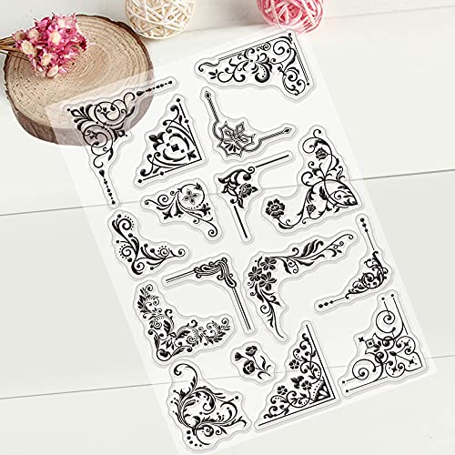 GLOBLELAND Iron Orchid Corner Clear Stamps Lily of The Valley Flower Silicone Stamp Rose Lily Transparent Stamp for Card Making Decoration and DIY Scrapbooking