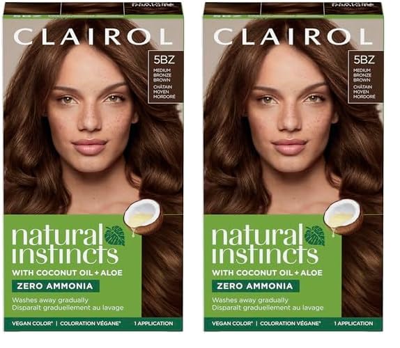 Clairol Natural Instincts - Tinte semipermanente para el cabello, color castaño bronce medio 5BZ, paquete de 2 unidades