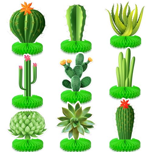 KatchOn, 9 Pcs Cactus Centerpieces for Tables - Cactus Decorations | Mexican Party Decorations | Cactus Party Decoration, Succulent Party Decorations | Taco Party Decorations, Fiesta Party Decorations