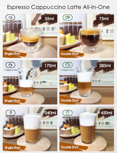 CAFELFFE Machine à café 6-en-1, Machine à expresso avec porte-filtre, Machine à cappuccino automatique avec nettoyage automatique et 3 options de température, 1,3 L en acier inoxydable – Image 3