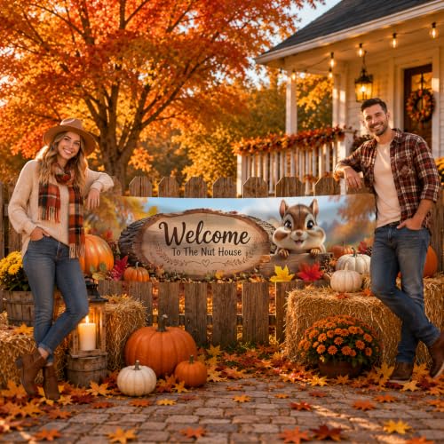 Image of Nuxovilar Happy Fall Banner,78.7 inchx17.7 inch Polyester