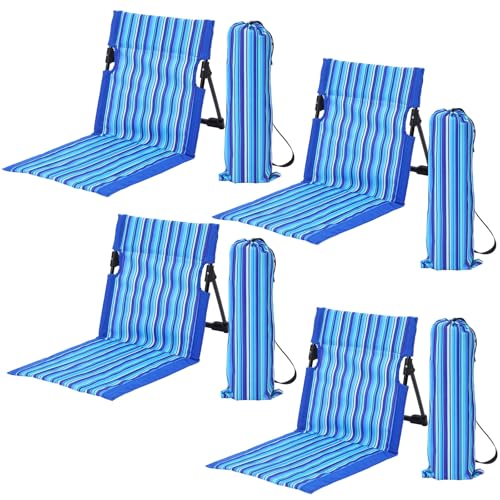 AceOrbit 4 Pack Foldable Poolside Chairs Portable Beach Flip Chairs Pool Seat for Edge of Pool Side with Bag Support Lightweight Lounge Seat for Camp Adult Lawn Sport Party(Blue Striped) - image 1