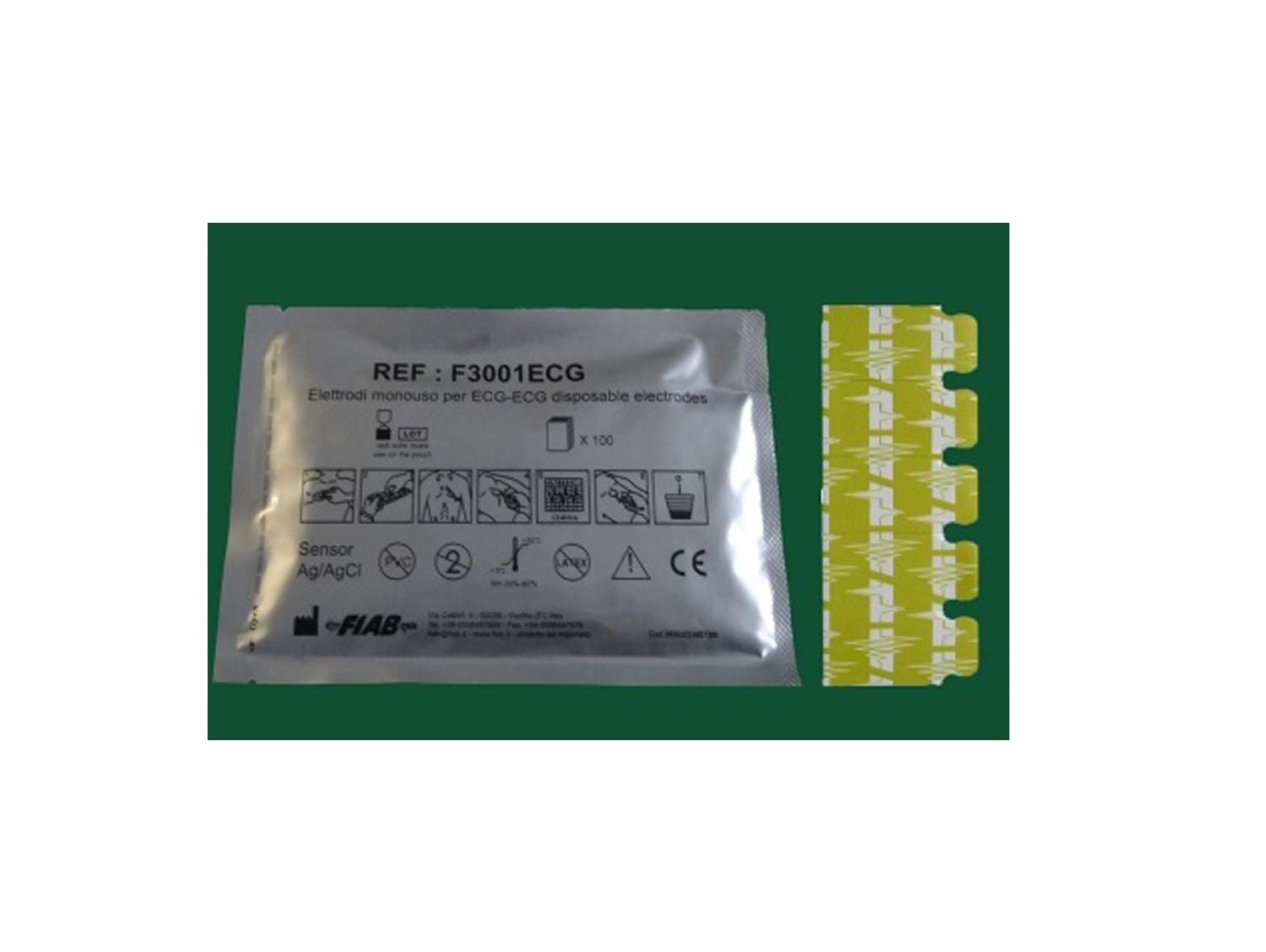 Fiab Disposable ecg pre-gelled electrodes for adults 23x34 mm package 100 pcs