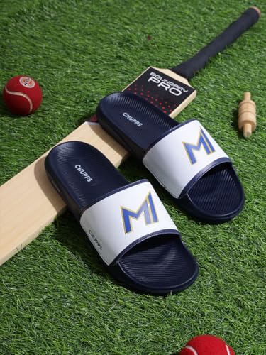 Image of CHUPPS Mi Ace Orange Navy Drift Orthopedic Slippers | Soft Footpharma Footbed | Breathable Ventilation Holes | Lightweight Flip Flops | Anti-Skid Chappals for Everyday For Mens