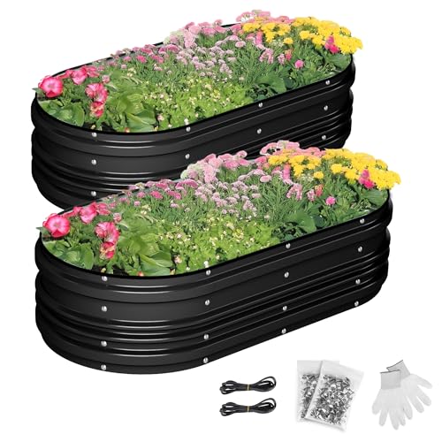Image of WORKPRO 2PK 4x2x1ft Outdoor Galvanized Raised Garden Bed Kit
