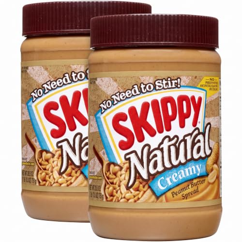 SKIPPY Natural Peanut Butter Creamy Spread, 26.5 oz Jar (Pack