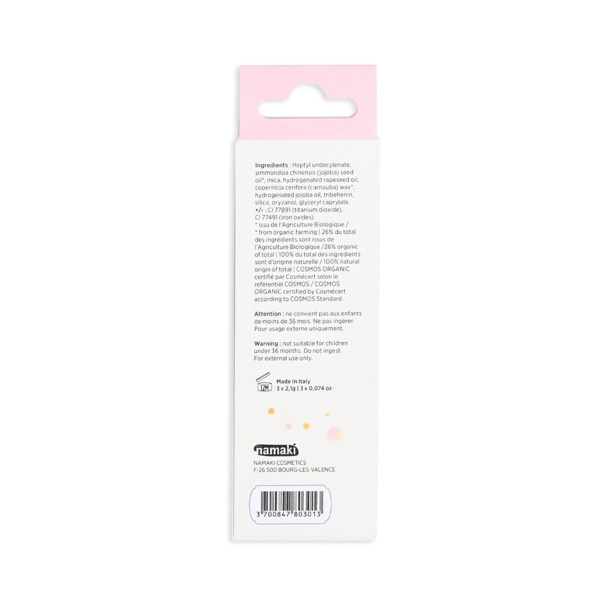 Namaki Crayons de maquillage Enfants Pailletés Jumbo Bio - Cuivre, Or, Rose - Certifiés Cosmos Organic