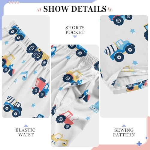 ZZXXB Bulldozer and Stars Boys Long Pants Soft Trousers Elastic Waist Kids Lounge Bottoms with Pockets S-XL4