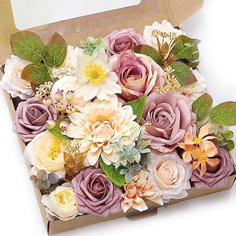 WEIERYUE Pink Artificial Flowers Combo Box Wedding Decor,Fake Flowers,Flowers for Decoration,Silk Flowers for Home Decor Indoor,Cake Flowers,Faux Flowers for Crafts Cover