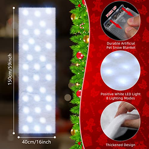 image for Kittmip 4 Pcs Pre Lit Christmas Snow Blanket with LED Lights Holiday L