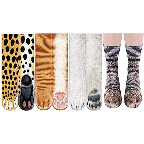 Kobwa Animal Pieds Chaussettes, coton pour adulte Unisexe 3d Imprimé Sublimé fantaisie Funny...