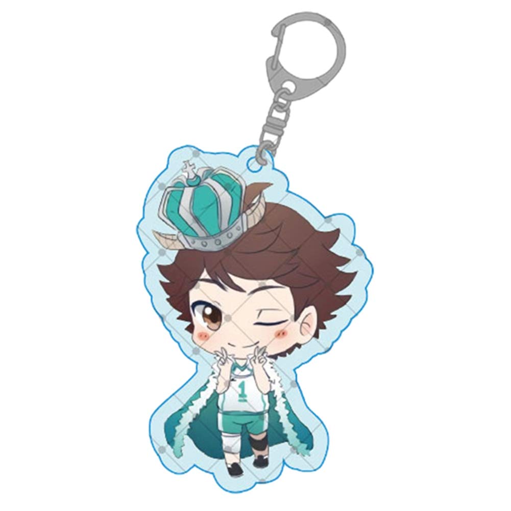 Saicowordist Haikyuu!! Keychain Cloak Version Double-sided Clear Acrylic Key Ring Anime Figure Color Printed Pendant Clothing Bag Accessories( Tōru Oikawa)
