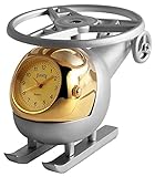 Leichtes ablesen Dawn Analog Miniaturuhr Tischuhr Standuhr mit Quarzwerk im Motiv Hubschrauber 300414000029 Goldfarbiges Gehäuse