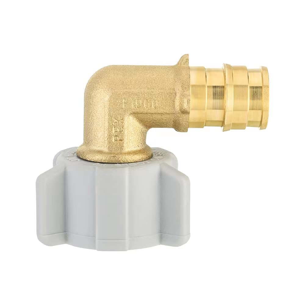 Paquete de 10 accesorios de latón de expansión EFIELD Pex-A de flujo completo de 1/2 pulgada Pex x 1/2 pulgada, codo giratorio NPT hembra, certificado ASTM F1960 UPC